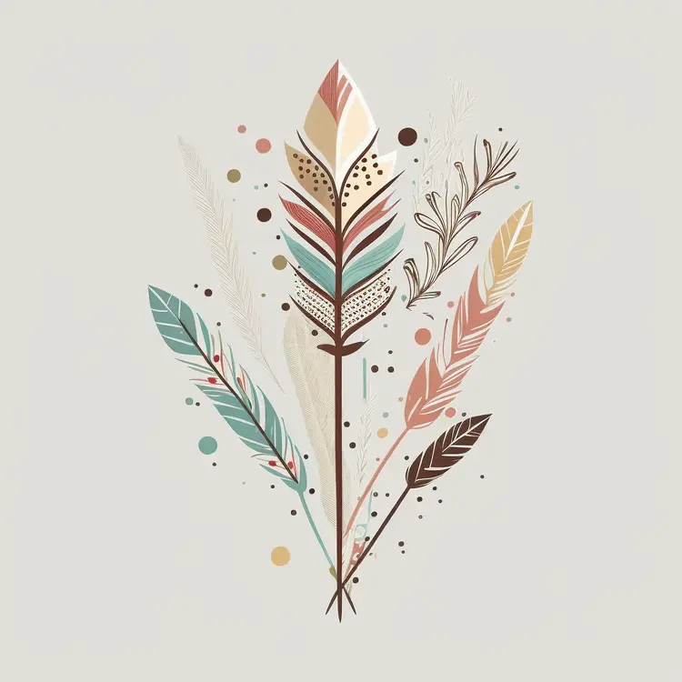 Colorful Patterned Feathers Illustration