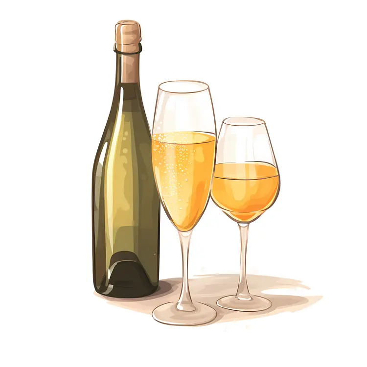 Wine Bottle and Glasses Illustration