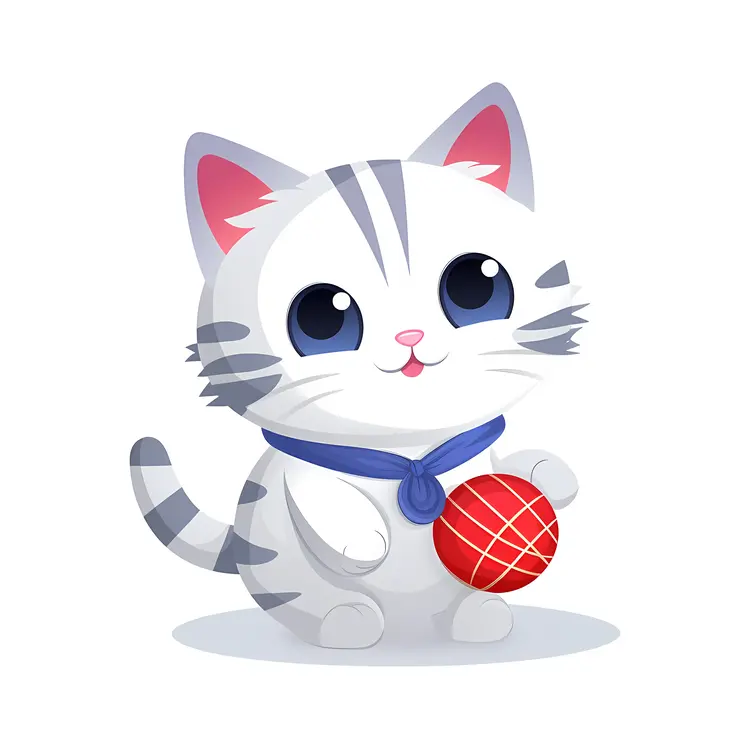 Cute Kitten with Red Ball