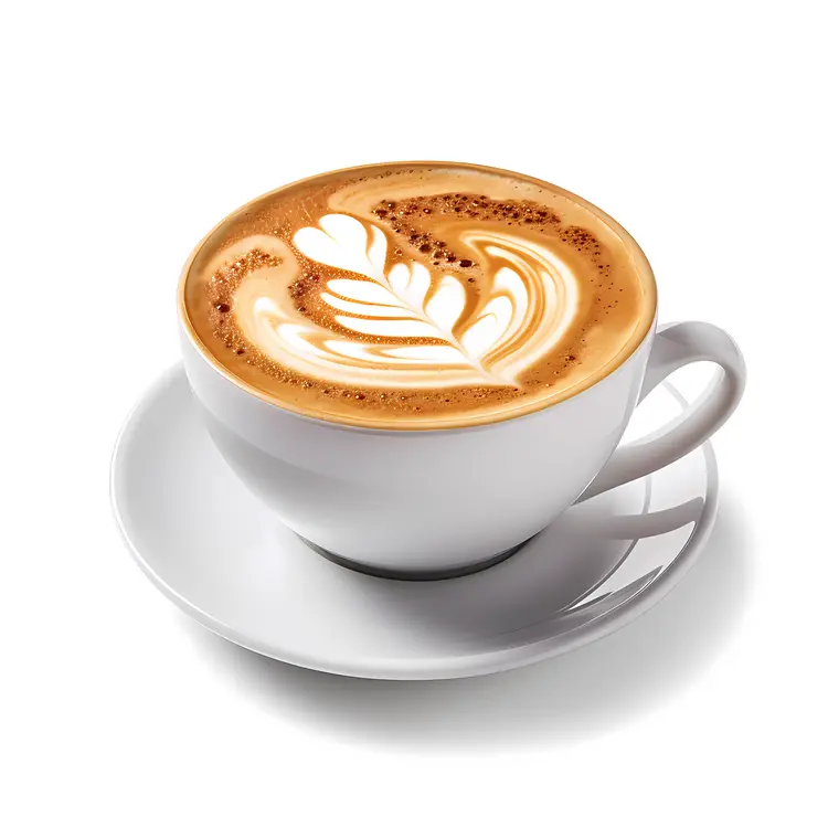 Latte Art in a White Cup with a Leaf Design