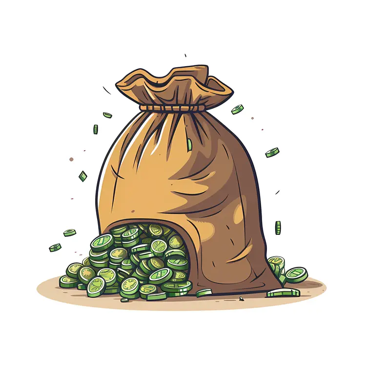 Brown Money Bag with Coins