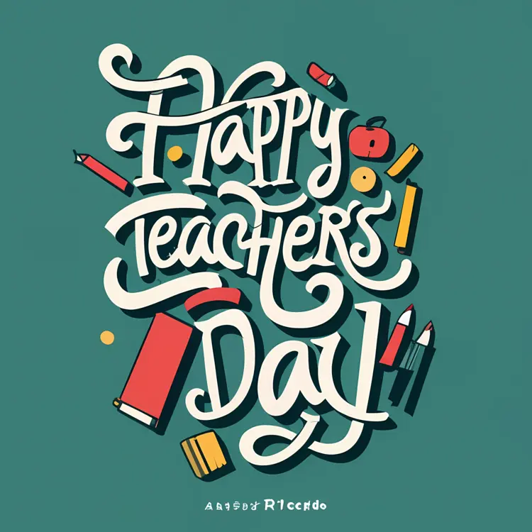 Happy Teacher's Day with Pencils and Books