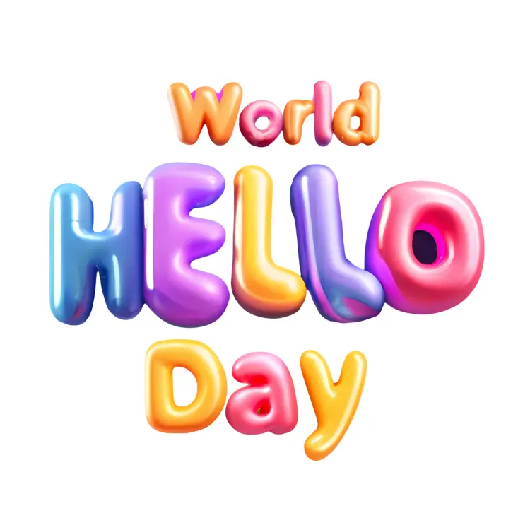 World Hello Day Text with Balloon Letters