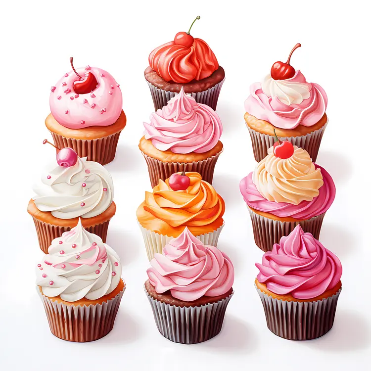 Variety of Cupcakes with Cherries