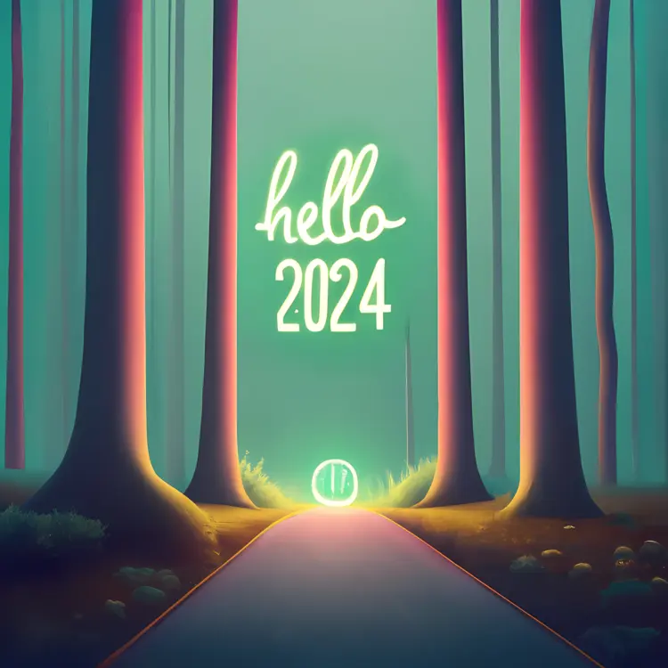 Hello 2024 in a Mystical Forest Path