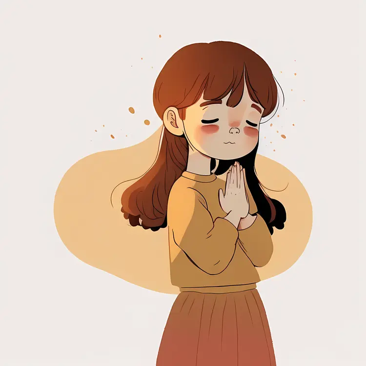 Praying Girl with Hands Together