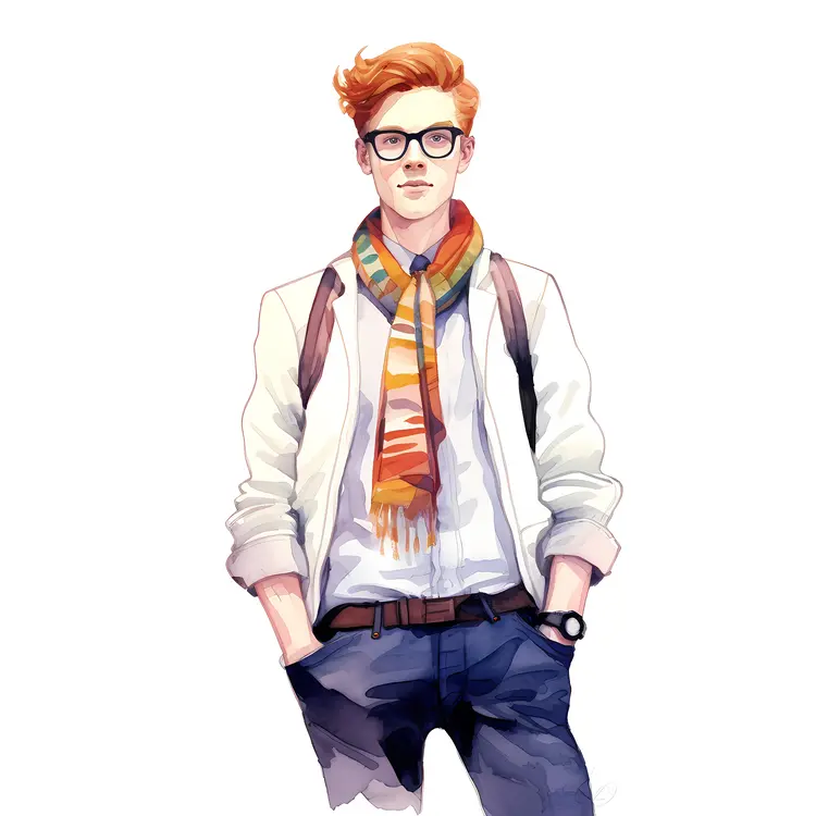 Stylish Man with Glasses and Scarf