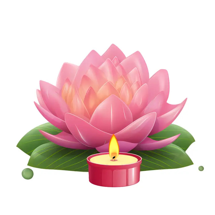 Pink Lotus Flower with Candle