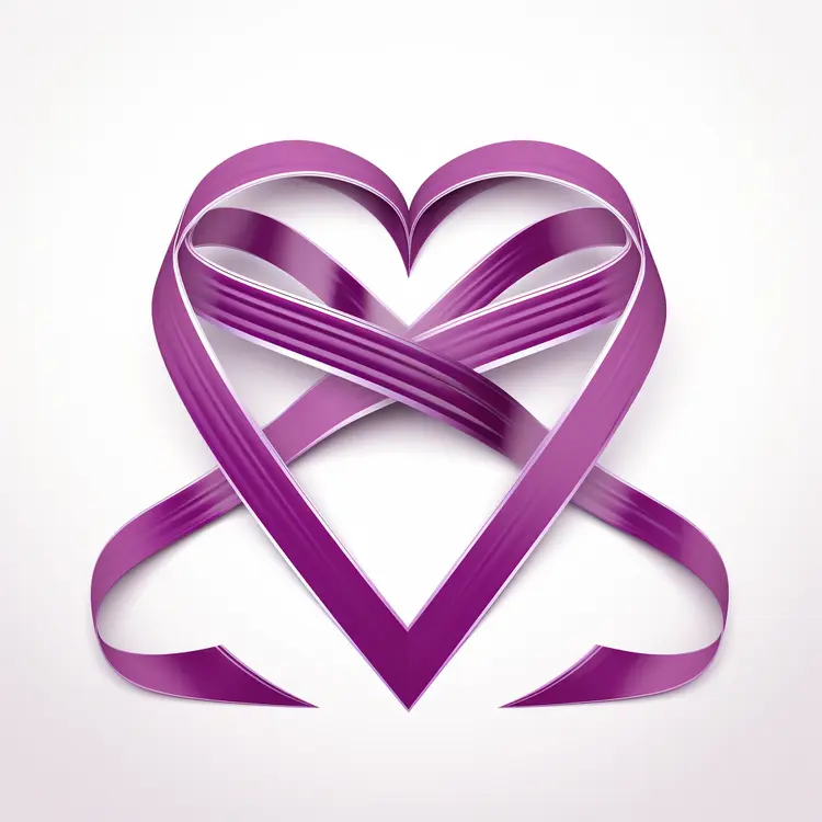 Purple Ribbon Heart Shape for Valentine's Day or Awareness Campaigns