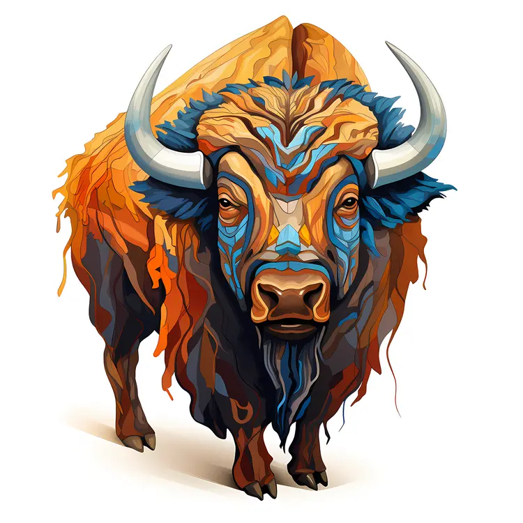 Colorful Bison Illustration