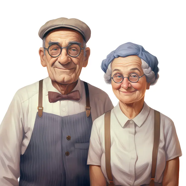 Happy Elderly Couple Illustration