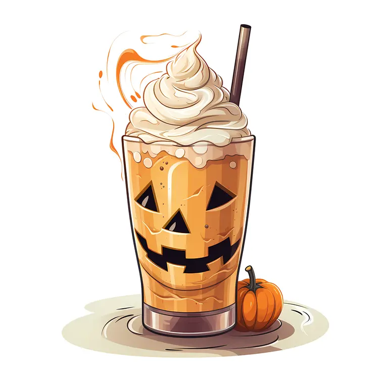 Pumpkin Spice Latte with Whipped Cream for Halloween