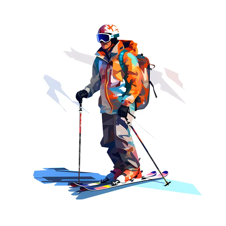 Person in Colorful Ski Gear