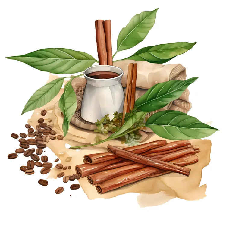 Coffee and Cinnamon with Leaves