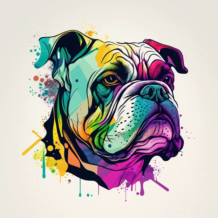 Colorful Bulldog Art Illustration