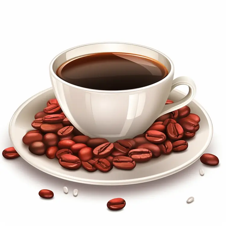 White Coffee Cup with Coffee Beans on Saucer