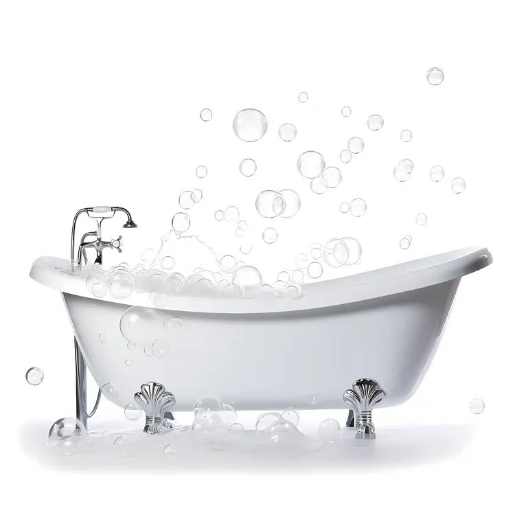 White Bathtub Filled with Bubbles