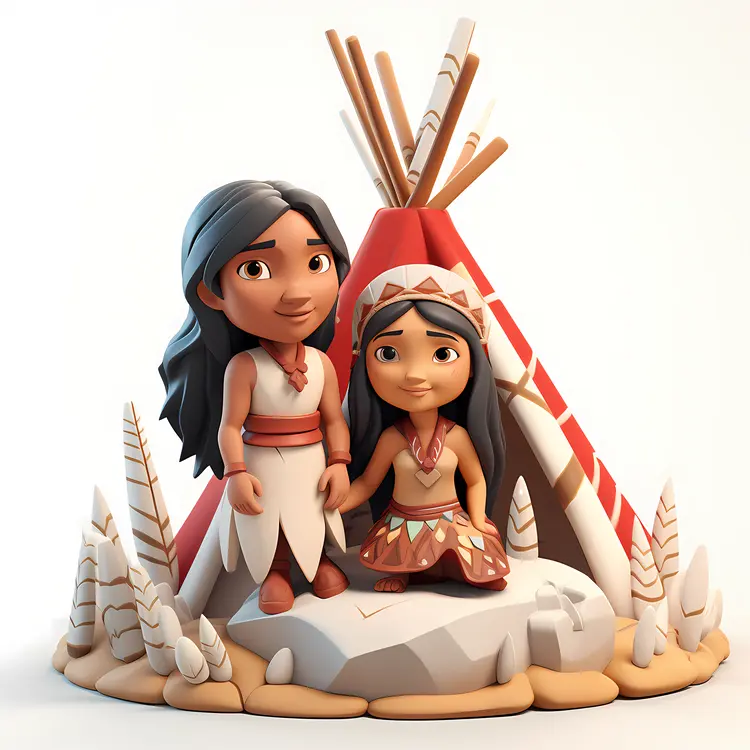 Tribal Family with Teepee