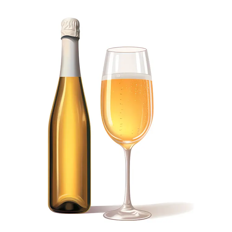 Elegant Champagne Bottle and Glass for Celebrations