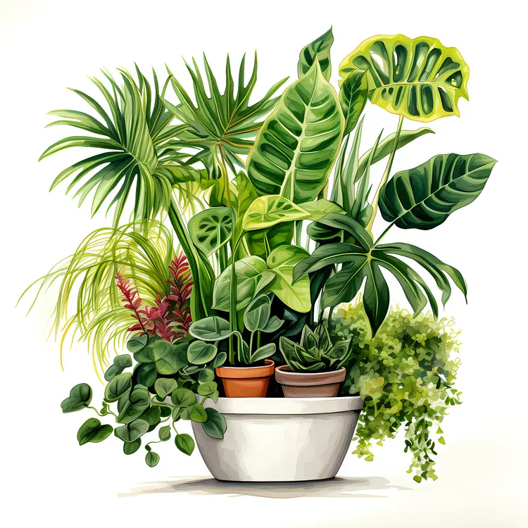 Vibrant Green Indoor Plants in Pots