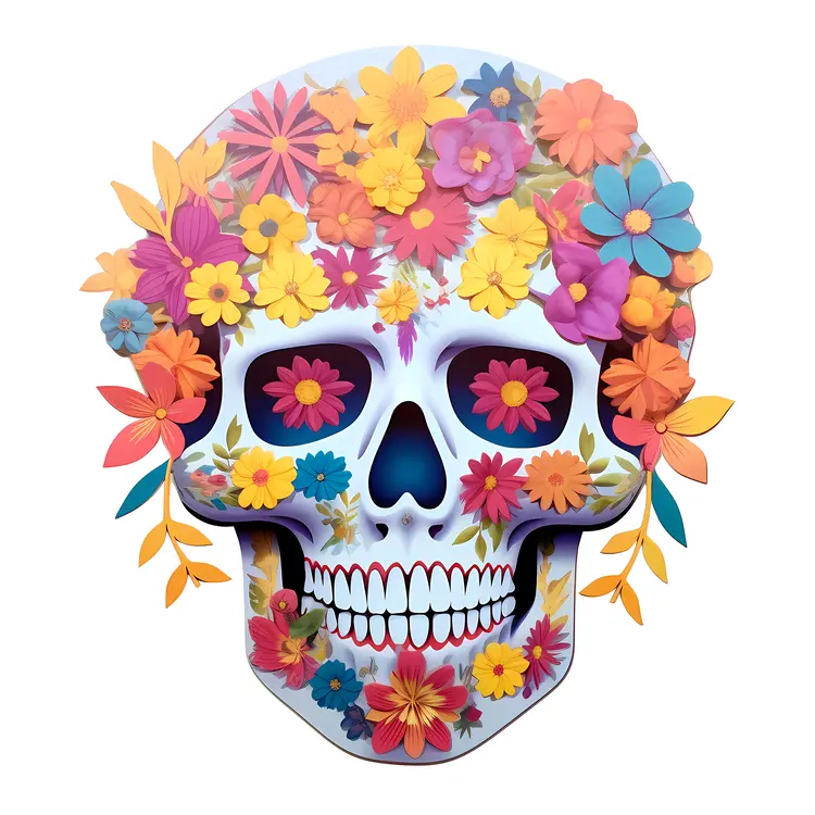 Colorful Floral Skull for Day of the Dead Celebration
