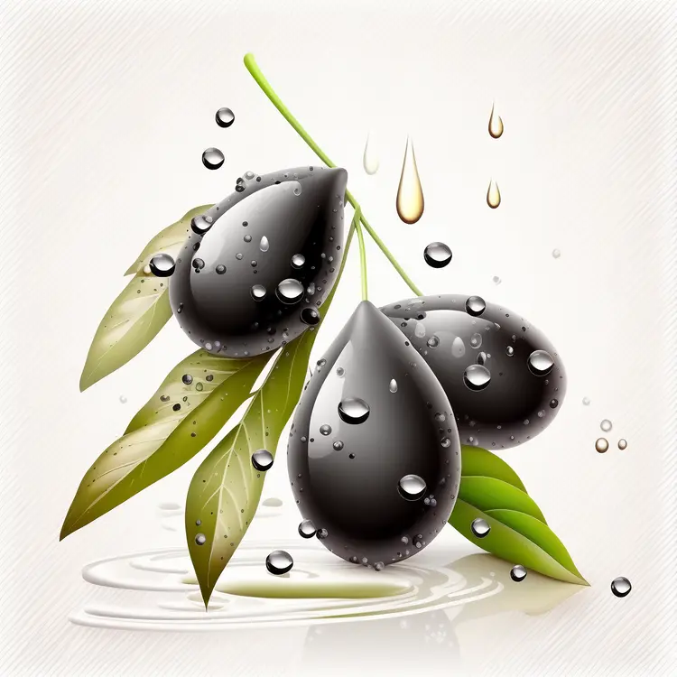 Fresh Black Olives with Water Droplets