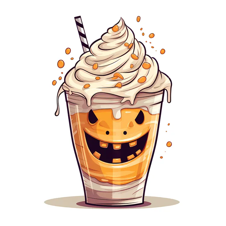 Orange Halloween Milkshake with Pumpkins