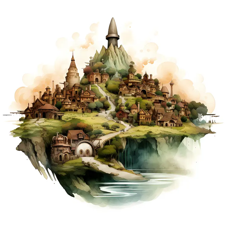 Fantasy Village on a Mountain