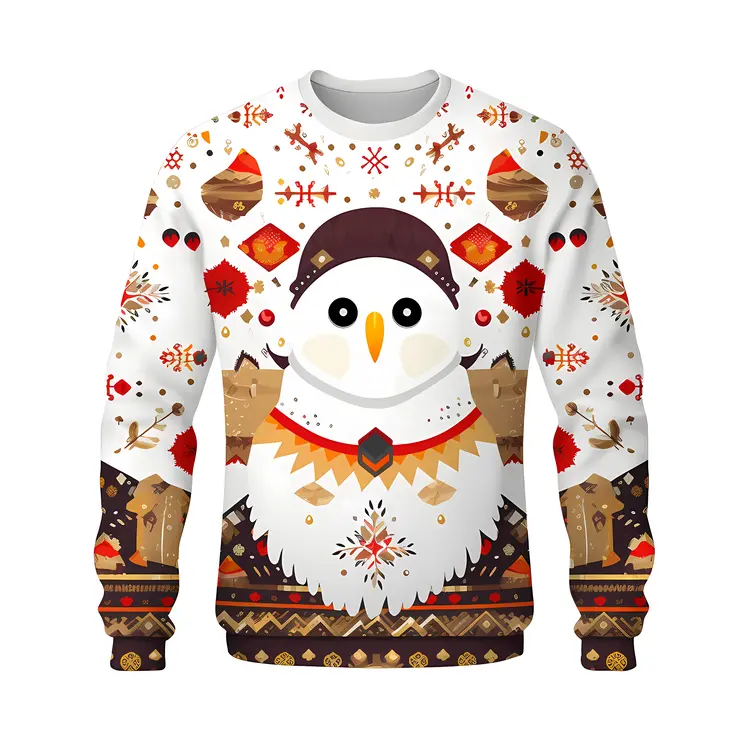 Festive Christmas Sweater with Cute Owl Design