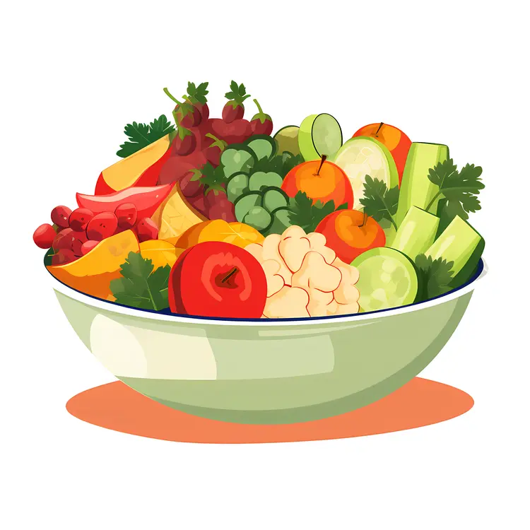 Colorful Fresh Fruit Salad in a Bowl