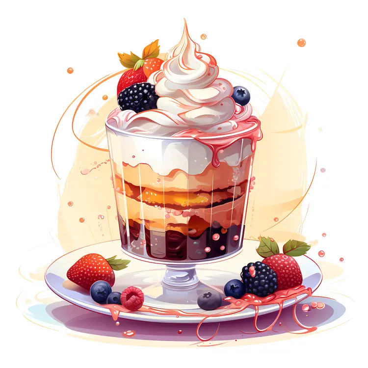 Layered Dessert with Berries and Whipped Cream