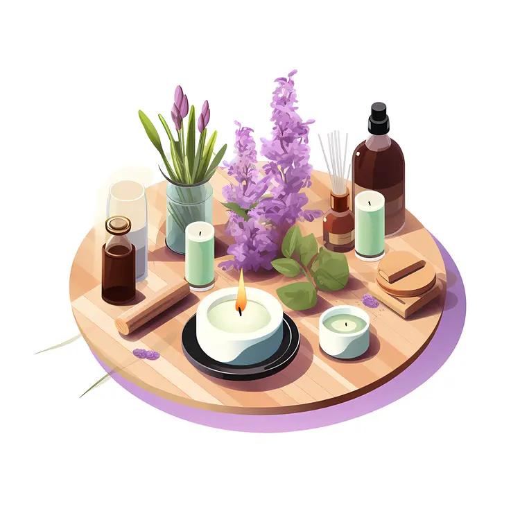Spa Items with Lavender and Candles