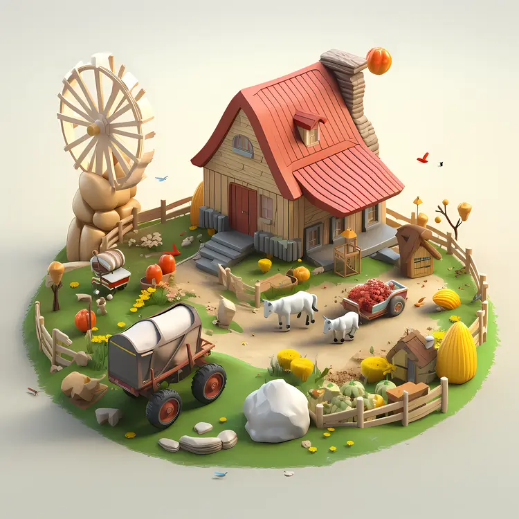 Cute Farmhouse with Farm Animals
