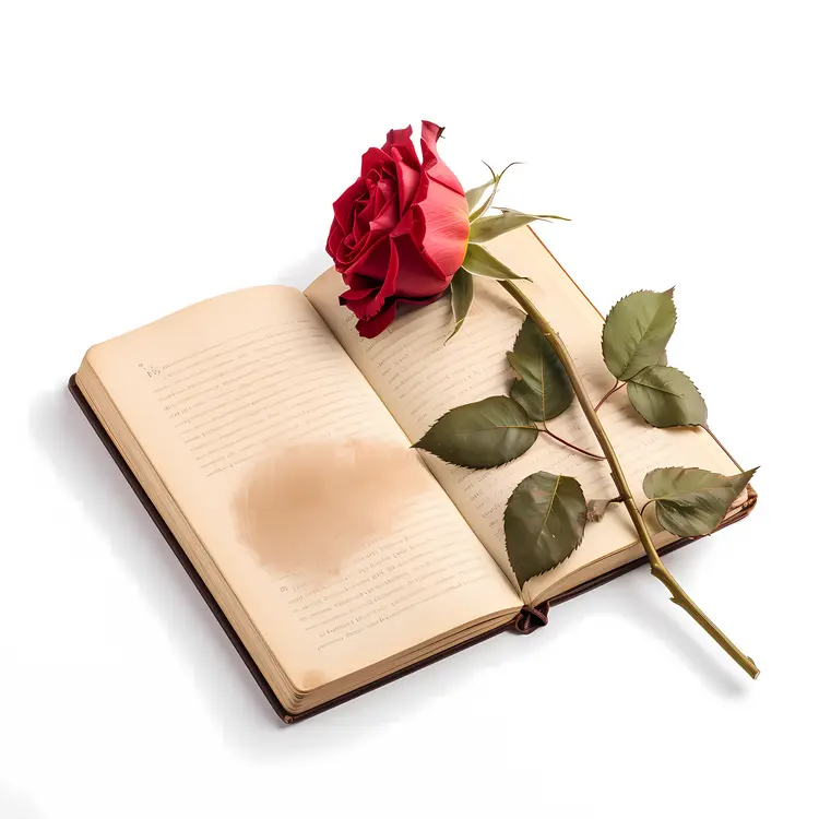 Red Rose on an Open Book for Valentine's Day