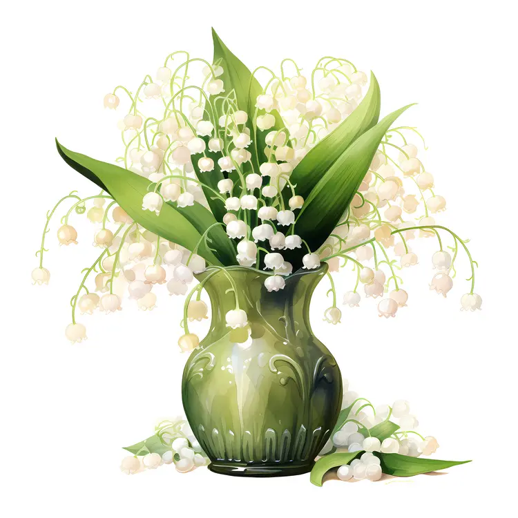 Lily of the Valley in a Green Vase