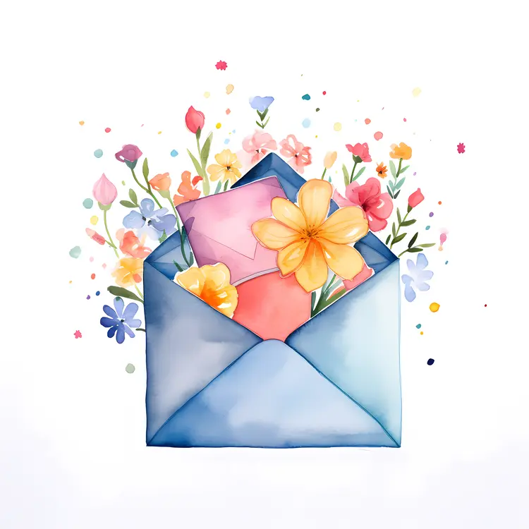Envelope with Flowers and Letters