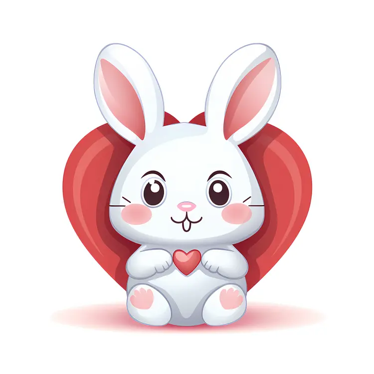 White Bunny with Heart Illustration