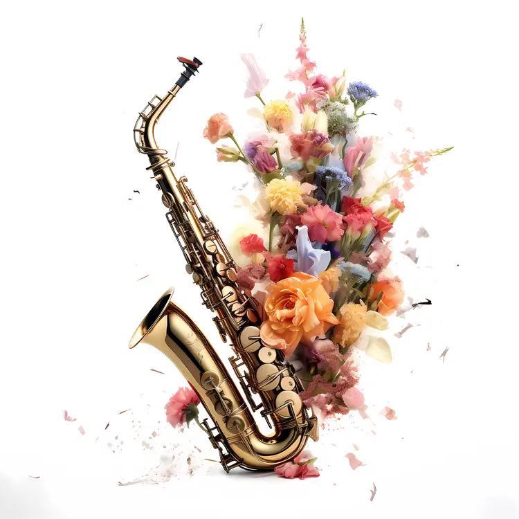 Saxophone with Colorful Flowers