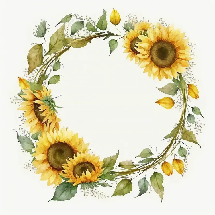 Beautiful Sunflower Wreath Illustration