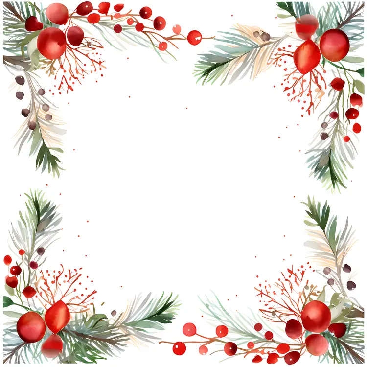 Red Berries and Pine Frame