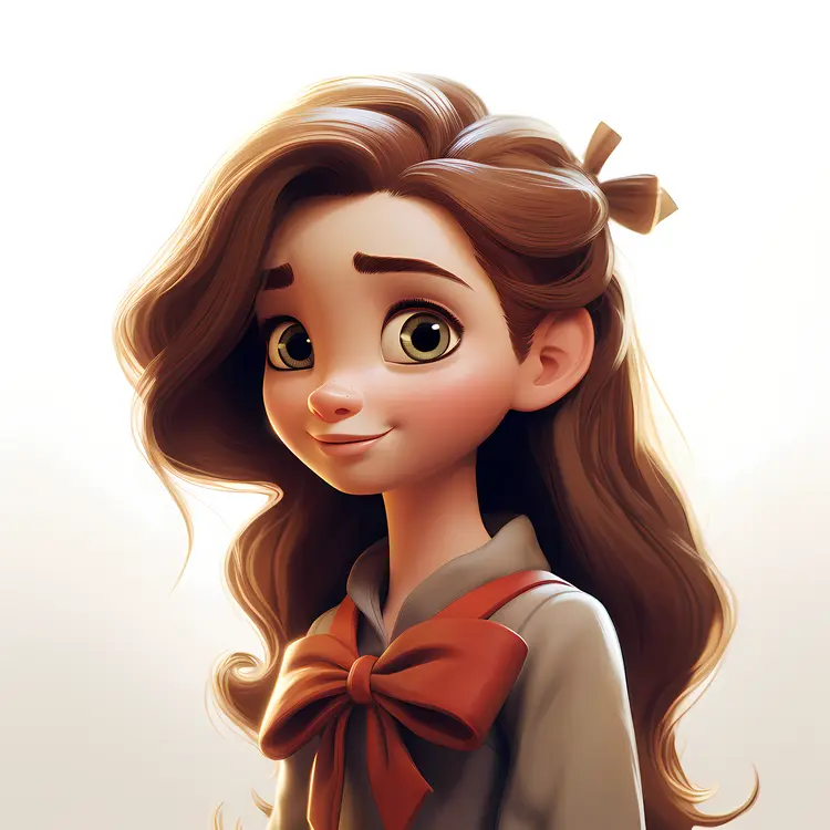 Smiling Girl with Brown Hair and Bow