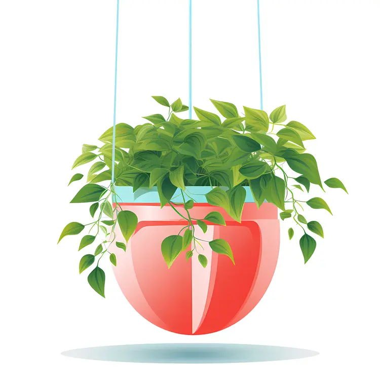 Lush Hanging Plant in Red Pot