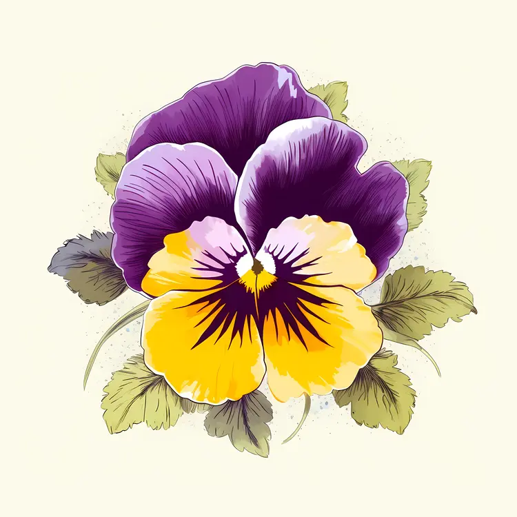 Purple and Yellow Pansy Illustration