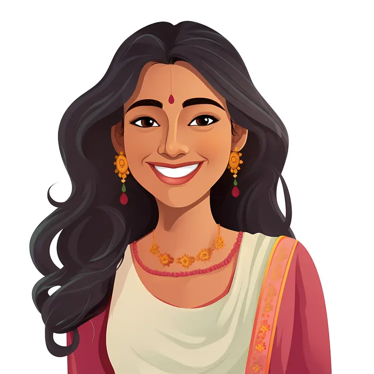 Smiling Woman in Traditional Attire with Jewelry