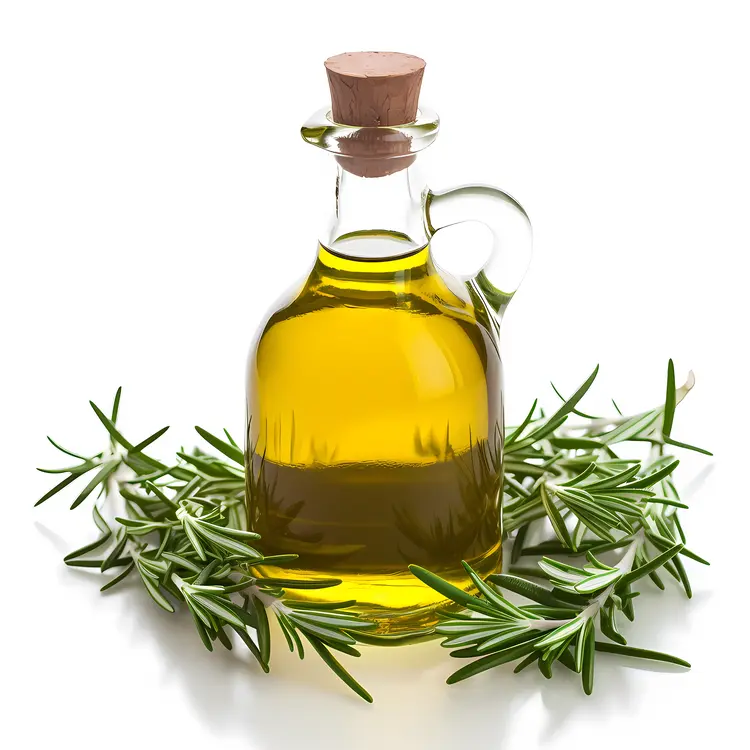 Rosemary Oil Bottle with Fresh Herbs