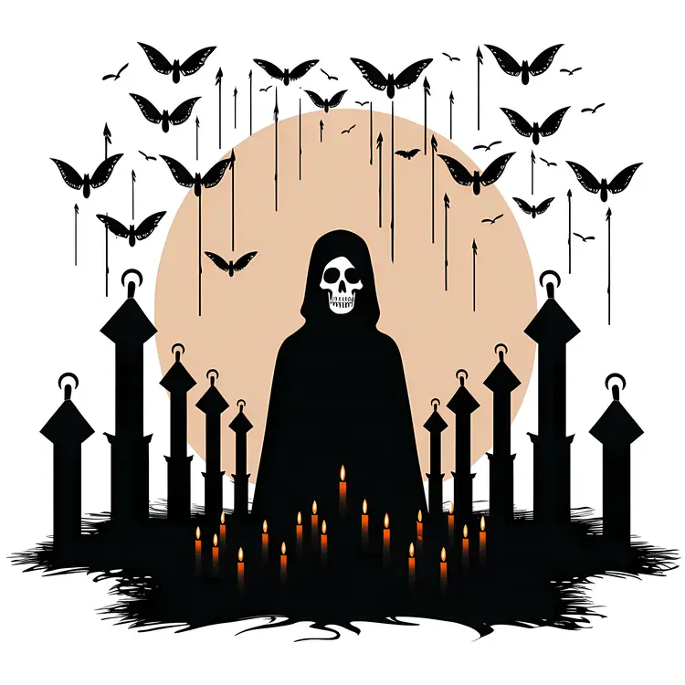 Grim Reaper with Candles and Bats