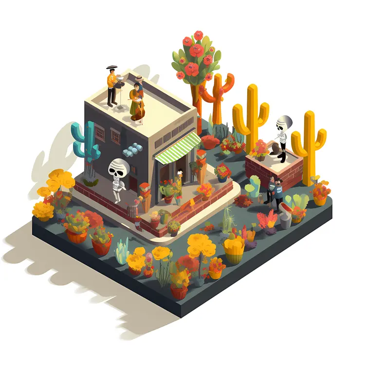 Skeleton House with Decorations