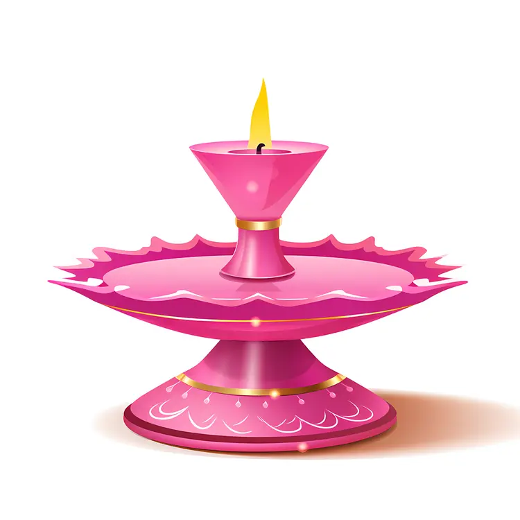 Pink Candle Holder with Flame