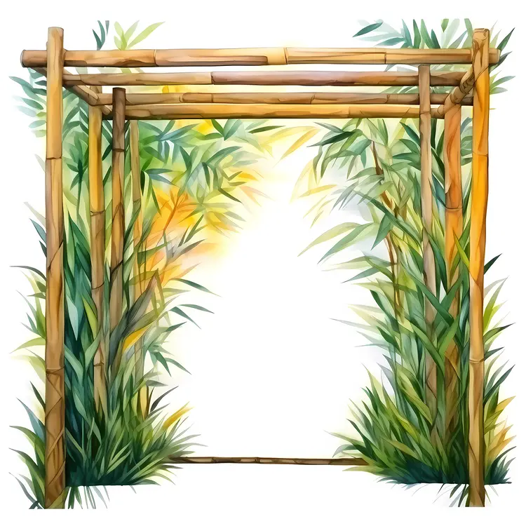Beautiful Bamboo Arch in a Lush Garden