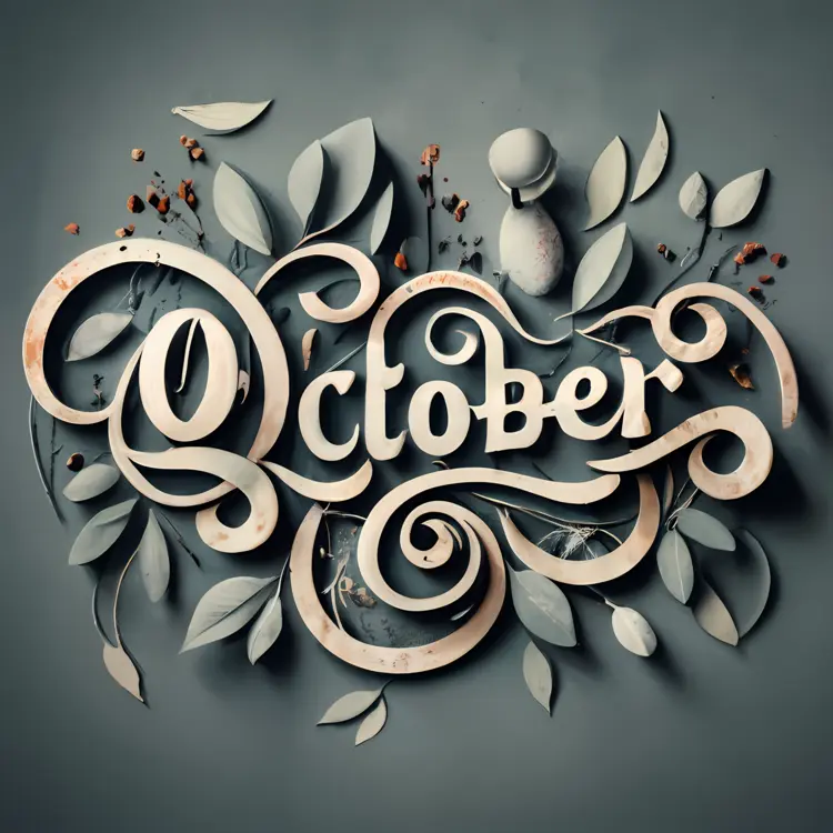 October with Elegant Leaves and Flowers